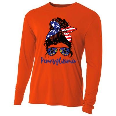 Pennsylvania Girl Pennsylvania Flag State Girlfriend Messy Cooling Performance Long Sleeve Crew