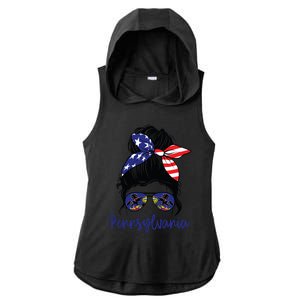 Pennsylvania Girl Pennsylvania Flag State Girlfriend Messy Ladies PosiCharge Tri-Blend Wicking Draft Hoodie Tank