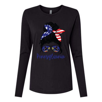 Pennsylvania Girl Pennsylvania Flag State Girlfriend Messy Womens Cotton Relaxed Long Sleeve T-Shirt