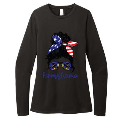 Pennsylvania Girl Pennsylvania Flag State Girlfriend Messy Womens CVC Long Sleeve Shirt