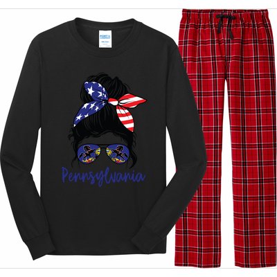 Pennsylvania Girl Pennsylvania Flag State Girlfriend Messy Long Sleeve Pajama Set