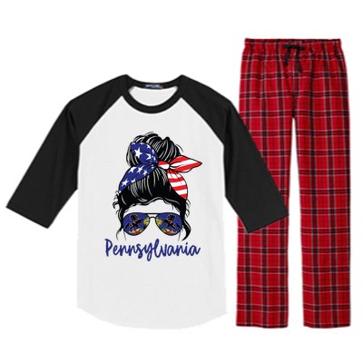 Pennsylvania Girl Pennsylvania Flag State Girlfriend Messy Raglan Sleeve Pajama Set