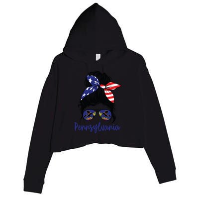 Pennsylvania Girl Pennsylvania Flag State Girlfriend Messy Crop Fleece Hoodie