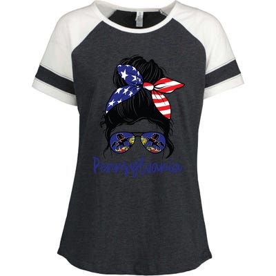 Pennsylvania Girl Pennsylvania Flag State Girlfriend Messy Enza Ladies Jersey Colorblock Tee