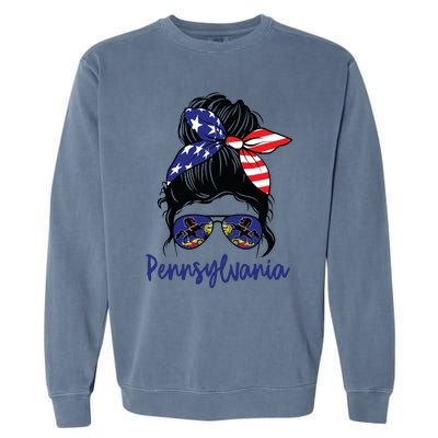 Pennsylvania Girl Pennsylvania Flag State Girlfriend Messy Garment-Dyed Sweatshirt