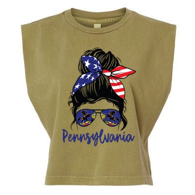 Pennsylvania Girl Pennsylvania Flag State Girlfriend Messy Garment-Dyed Women's Muscle Tee