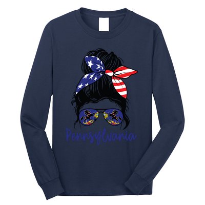 Pennsylvania Girl Pennsylvania Flag State Girlfriend Messy Long Sleeve Shirt