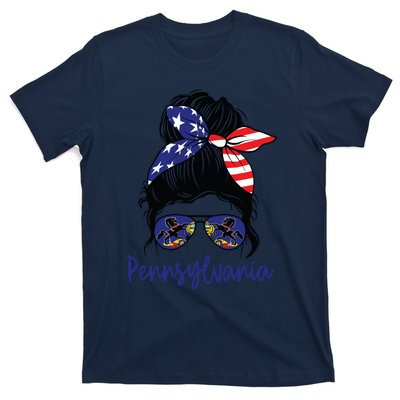 Pennsylvania Girl Pennsylvania Flag State Girlfriend Messy T-Shirt