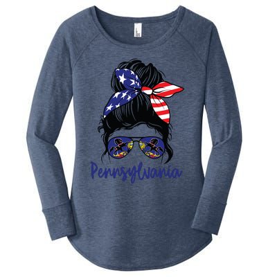 Pennsylvania Girl Pennsylvania Flag State Girlfriend Messy Women's Perfect Tri Tunic Long Sleeve Shirt