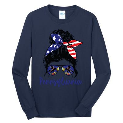 Pennsylvania Girl Pennsylvania Flag State Girlfriend Messy Tall Long Sleeve T-Shirt