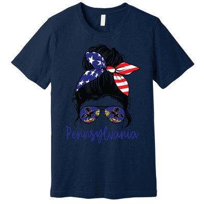 Pennsylvania Girl Pennsylvania Flag State Girlfriend Messy Premium T-Shirt