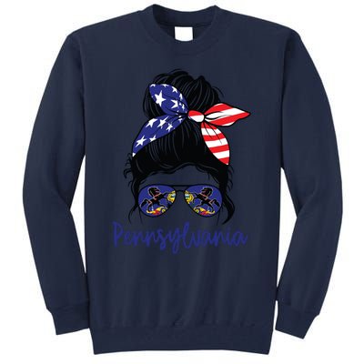 Pennsylvania Girl Pennsylvania Flag State Girlfriend Messy Tall Sweatshirt