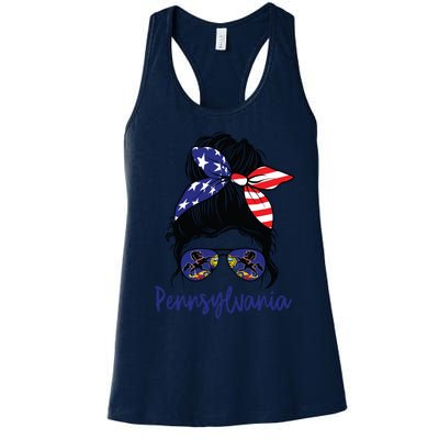 Pennsylvania Girl Pennsylvania Flag State Girlfriend Messy Women's Racerback Tank