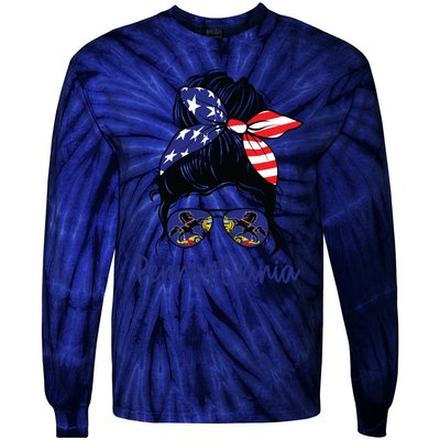 Pennsylvania Girl Pennsylvania Flag State Girlfriend Messy Tie-Dye Long Sleeve Shirt