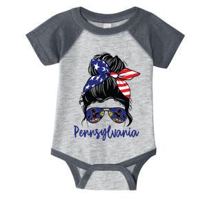 Pennsylvania Girl Pennsylvania Flag State Girlfriend Messy Infant Baby Jersey Bodysuit