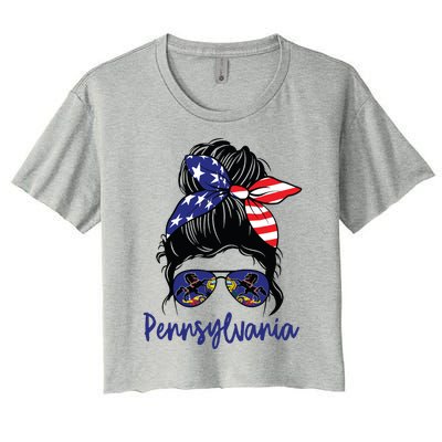 Pennsylvania Girl Pennsylvania Flag State Girlfriend Messy Women's Crop Top Tee