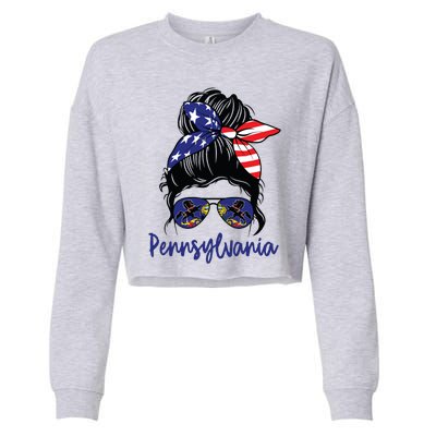 Pennsylvania Girl Pennsylvania Flag State Girlfriend Messy Cropped Pullover Crew