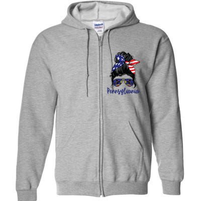 Pennsylvania Girl Pennsylvania Flag State Girlfriend Messy Full Zip Hoodie