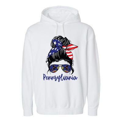 Pennsylvania Girl Pennsylvania Flag State Girlfriend Messy Garment-Dyed Fleece Hoodie