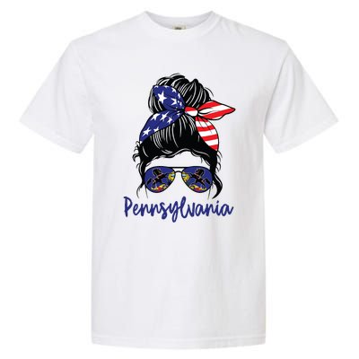 Pennsylvania Girl Pennsylvania Flag State Girlfriend Messy Garment-Dyed Heavyweight T-Shirt