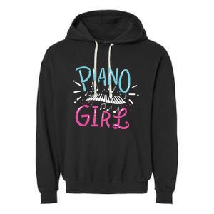 Piano Girl Pianist Music Notes Gift Garment-Dyed Fleece Hoodie