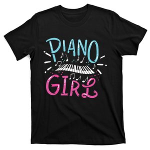 Piano Girl Pianist Music Notes Gift T-Shirt