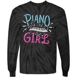 Piano Girl Pianist Music Notes Gift Tie-Dye Long Sleeve Shirt