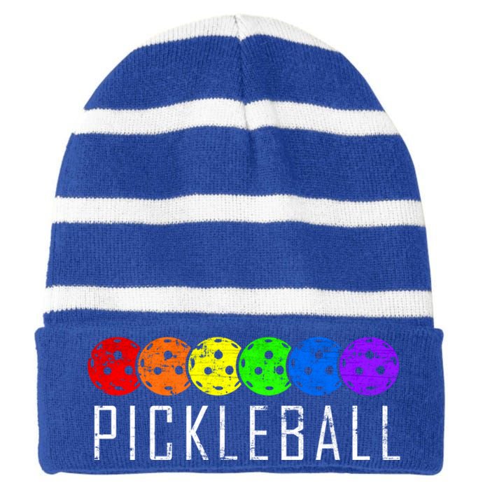 Pickleball Gift Striped Beanie with Solid Band