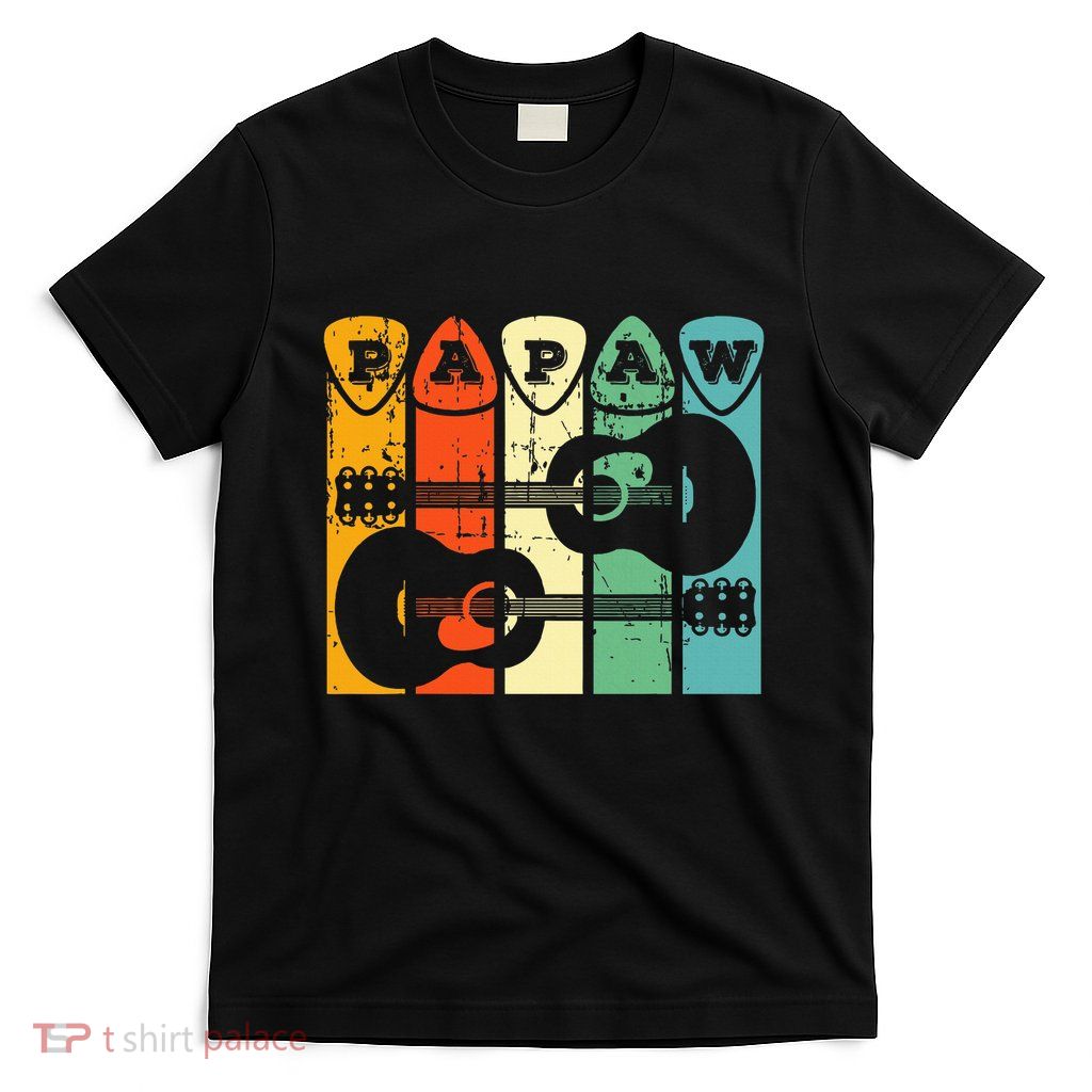 Papaw Guitar Pick Gift Guitar Player Grandpa Retro Guitarist T-Shirt