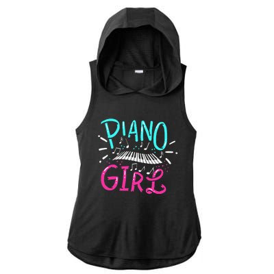 Piano Girl Pianist Music Notes Gift Ladies PosiCharge Tri-Blend Wicking Draft Hoodie Tank