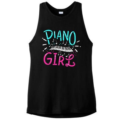 Piano Girl Pianist Music Notes Gift Ladies PosiCharge Tri-Blend Wicking Tank