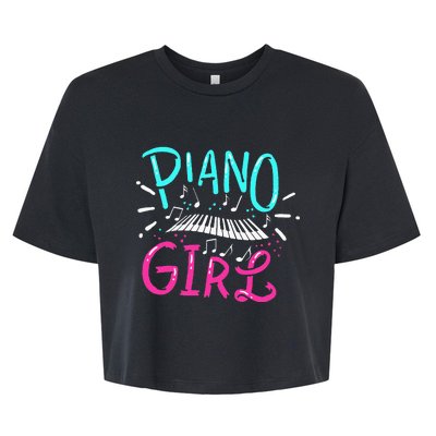 Piano Girl Pianist Music Notes Gift Bella+Canvas Jersey Crop Tee