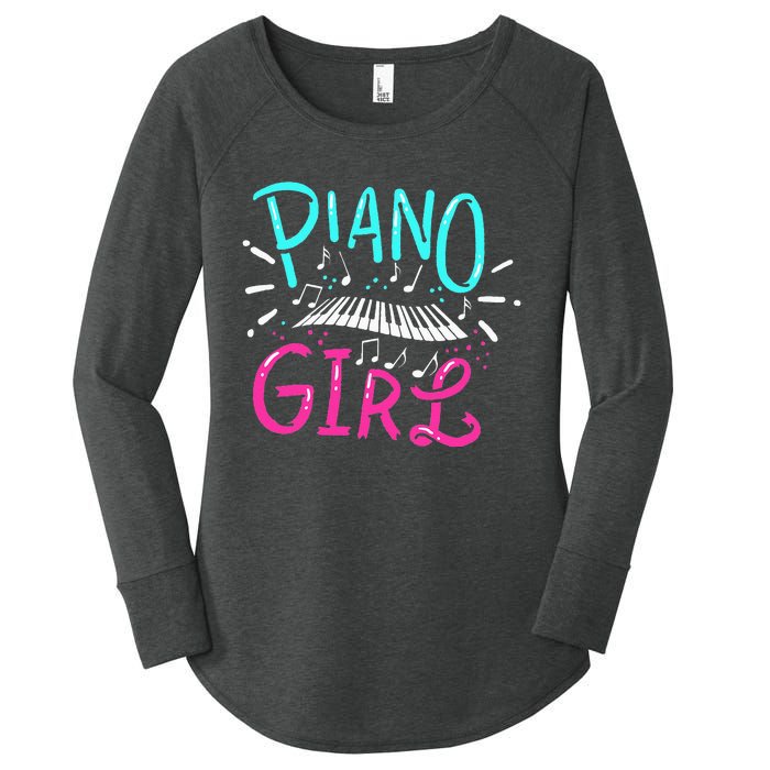 Piano Girl Pianist Music Notes Gift Women's Perfect Tri Tunic Long Sleeve Shirt