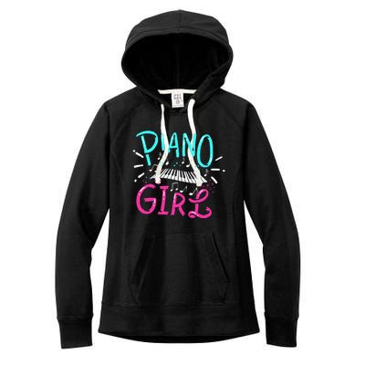 Piano Girl Pianist Music Notes Gift Women's Fleece Hoodie