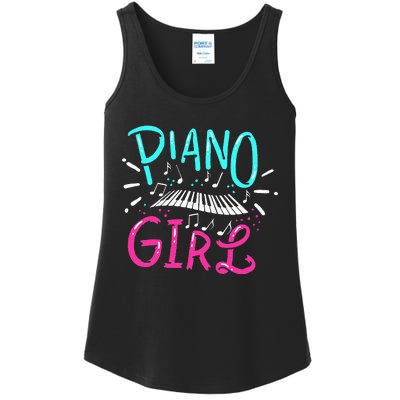 Piano Girl Pianist Music Notes Gift Ladies Essential Tank