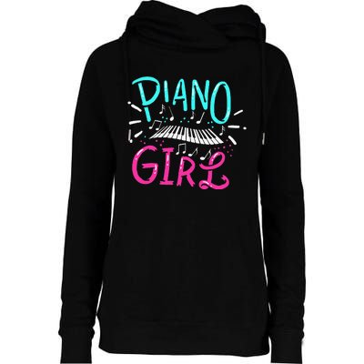 Piano Girl Pianist Music Notes Gift Womens Funnel Neck Pullover Hood