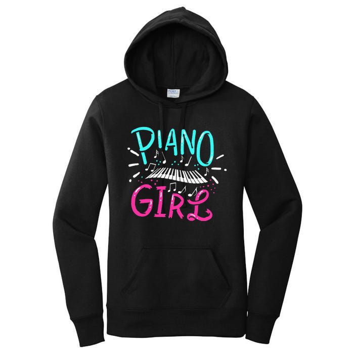 Piano Girl Pianist Music Notes Gift Women's Pullover Hoodie