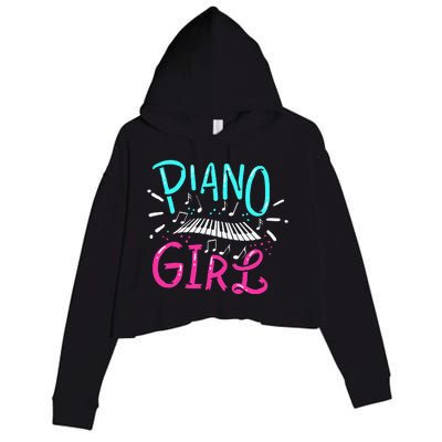 Piano Girl Pianist Music Notes Gift Crop Fleece Hoodie