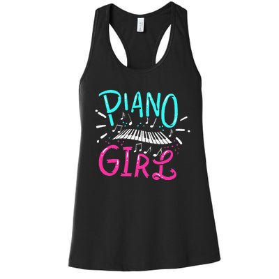 Piano Girl Pianist Music Notes Gift Women's Racerback Tank