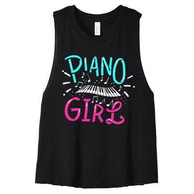 Piano Girl Pianist Music Notes Gift Women's Racerback Cropped Tank