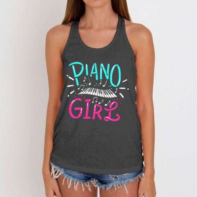 Piano Girl Pianist Music Notes Gift Women's Knotted Racerback Tank