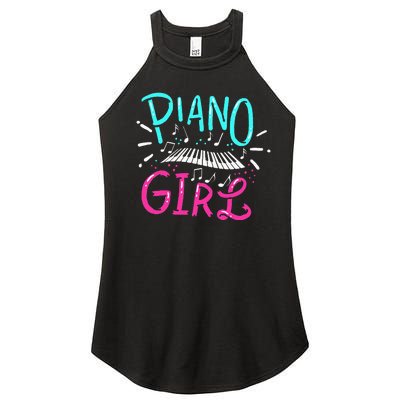 Piano Girl Pianist Music Notes Gift Women’s Perfect Tri Rocker Tank