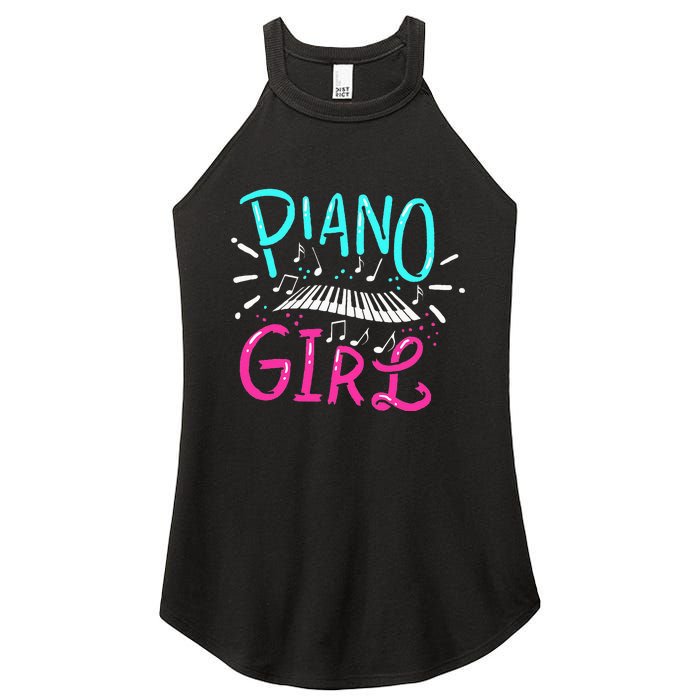 Piano Girl Pianist Music Notes Gift Women's Perfect Tri Rocker Tank