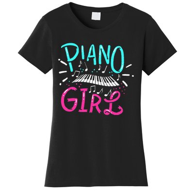 Piano Girl Pianist Music Notes Gift Women's T-Shirt