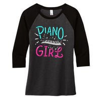 Piano Girl Pianist Music Notes Gift Women's Tri-Blend 3/4-Sleeve Raglan Shirt