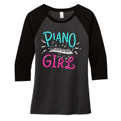 Piano Girl Pianist Music Notes Gift Women's Tri-Blend 3/4-Sleeve Raglan Shirt