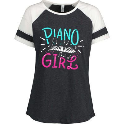 Piano Girl Pianist Music Notes Gift Enza Ladies Jersey Colorblock Tee