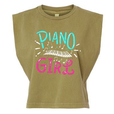 Piano Girl Pianist Music Notes Gift Garment-Dyed Women's Muscle Tee