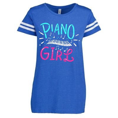 Piano Girl Pianist Music Notes Gift Enza Ladies Jersey Football T-Shirt