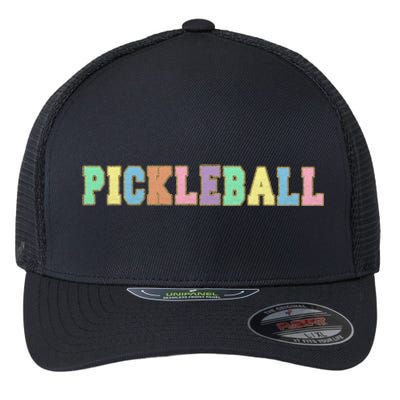 Pickleball Gift Pastel Varsity Letters Gift Flexfit Unipanel Trucker Cap